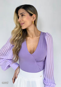 Body Manga Larga Cuello V Unicolor