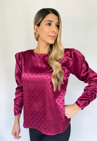 Blusa Manga Larga Con Hombreras Puntos