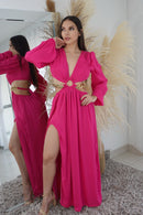 Vestido Largo Manga Larga Centro Cadena