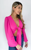 Blusa Manga Larga Amarrar Centro