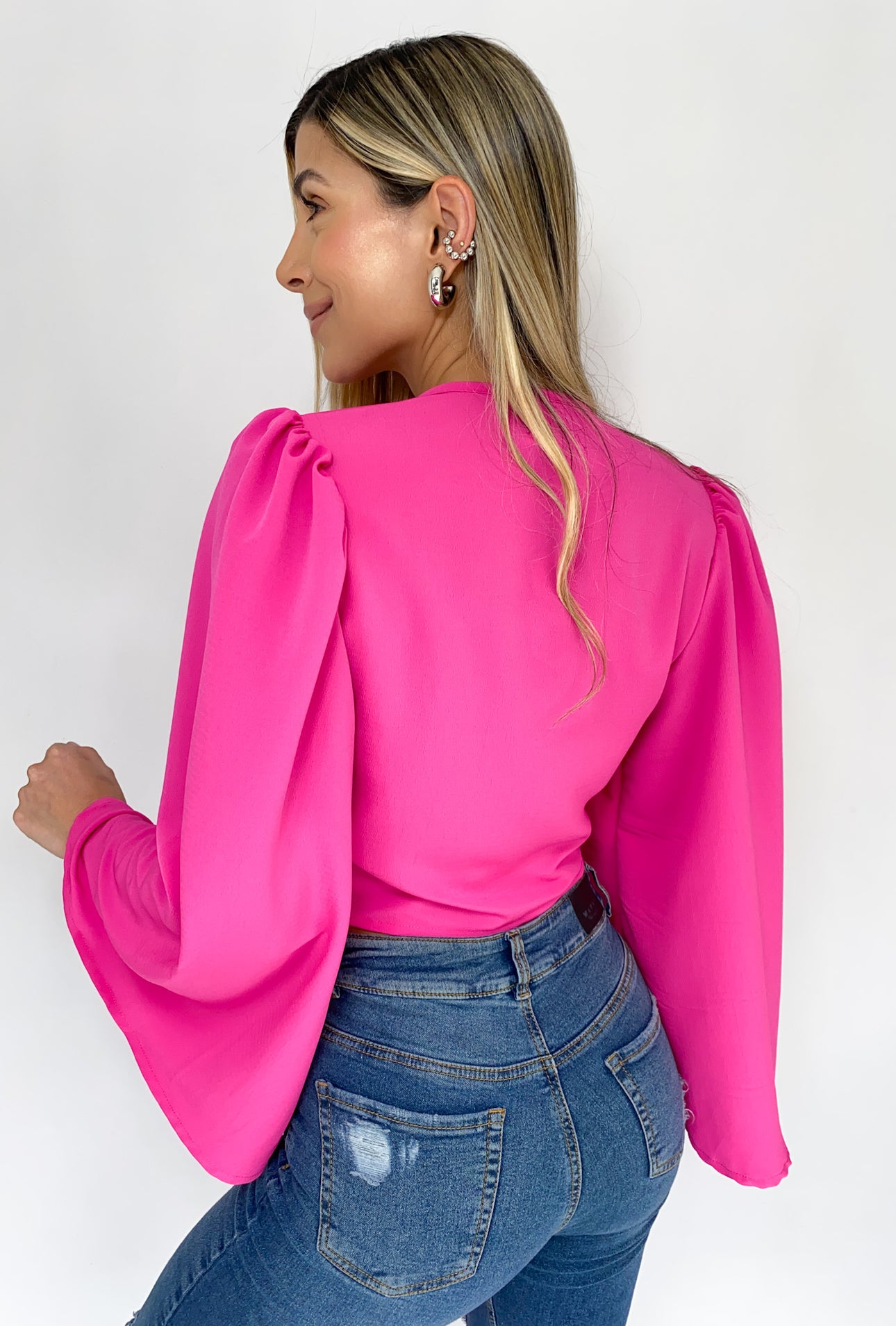 Blusa Manga Larga Amarrar Centro