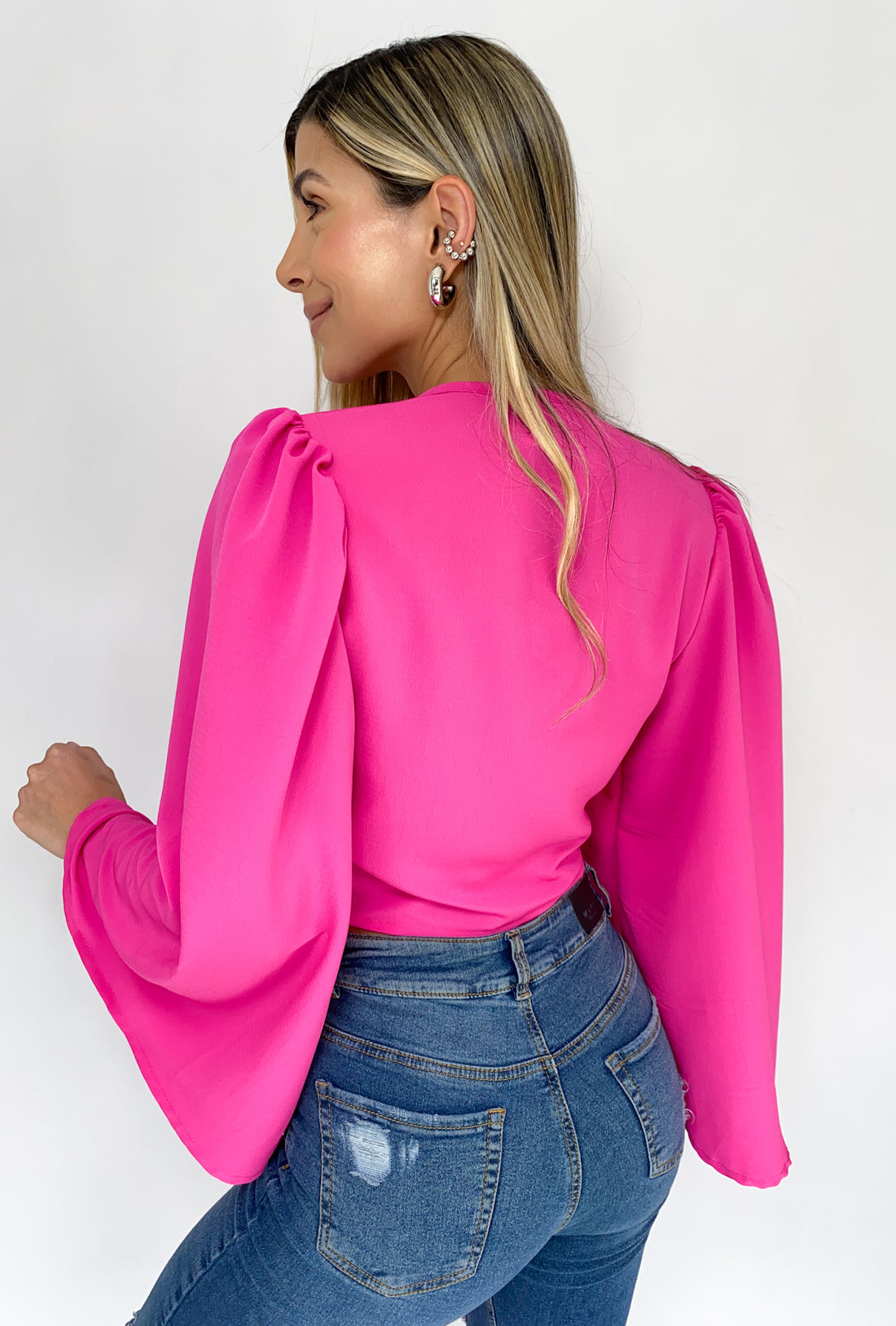 Blusa Manga Larga Amarrar Centro