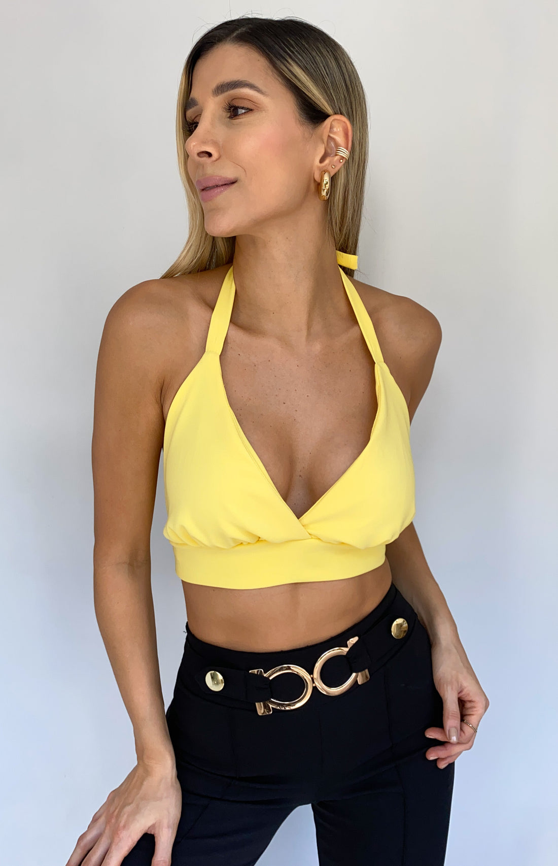 Crop Top Amarrar Cuello Atras