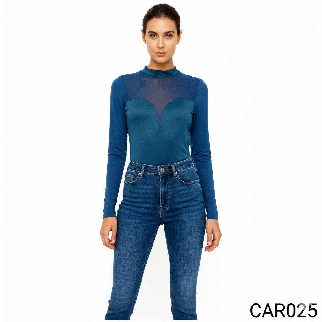 Body Manga Larga Cuello Alto Mayatex