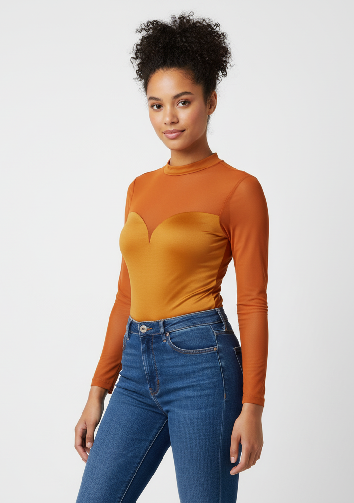 Body Manga Larga Cuello Alto Mayatex