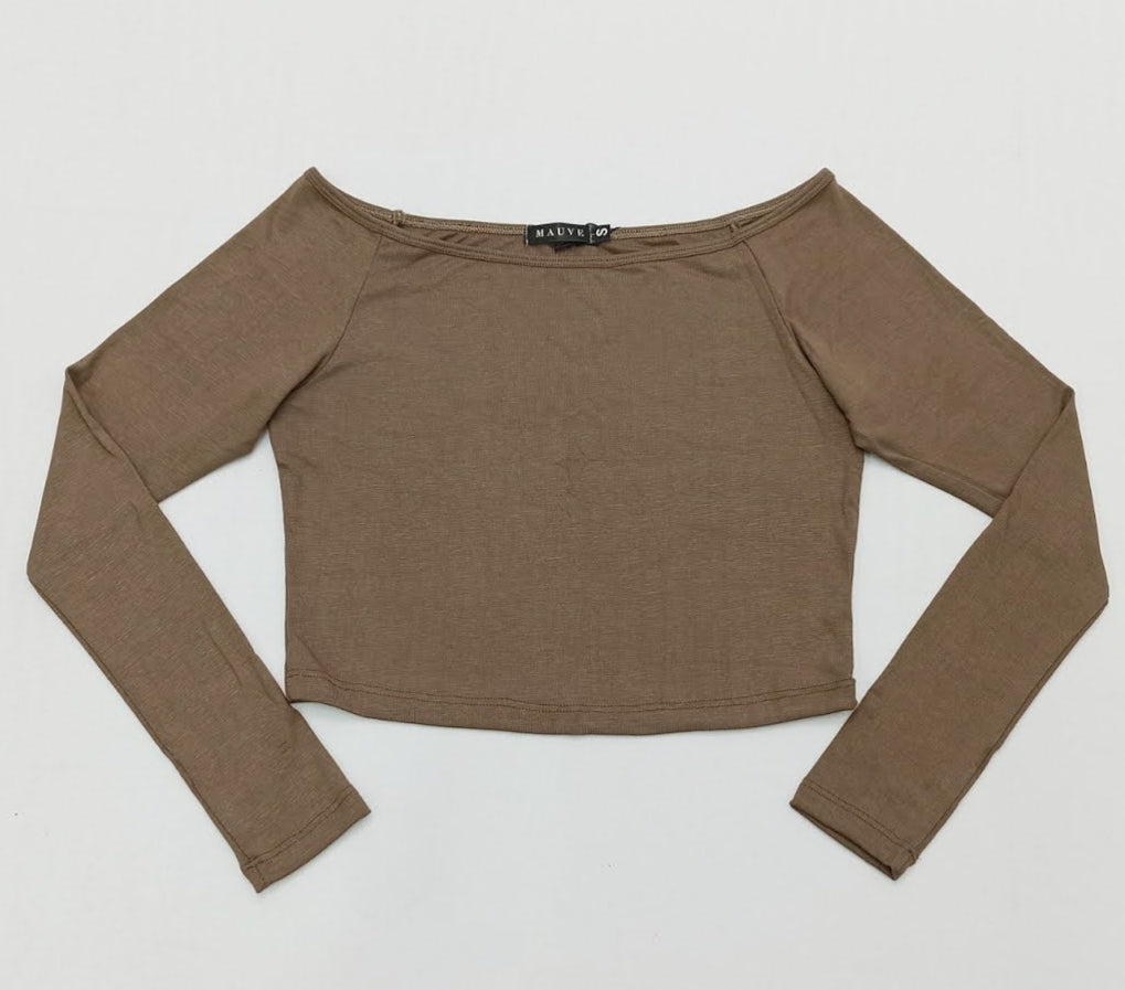Blusa manga larga cuello bandeja