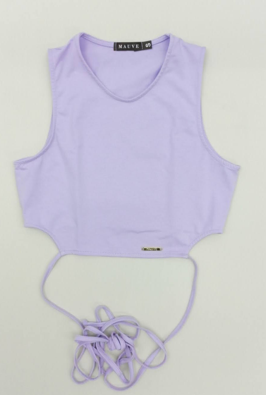 Blusa manga sisa tiras amarrar cintura