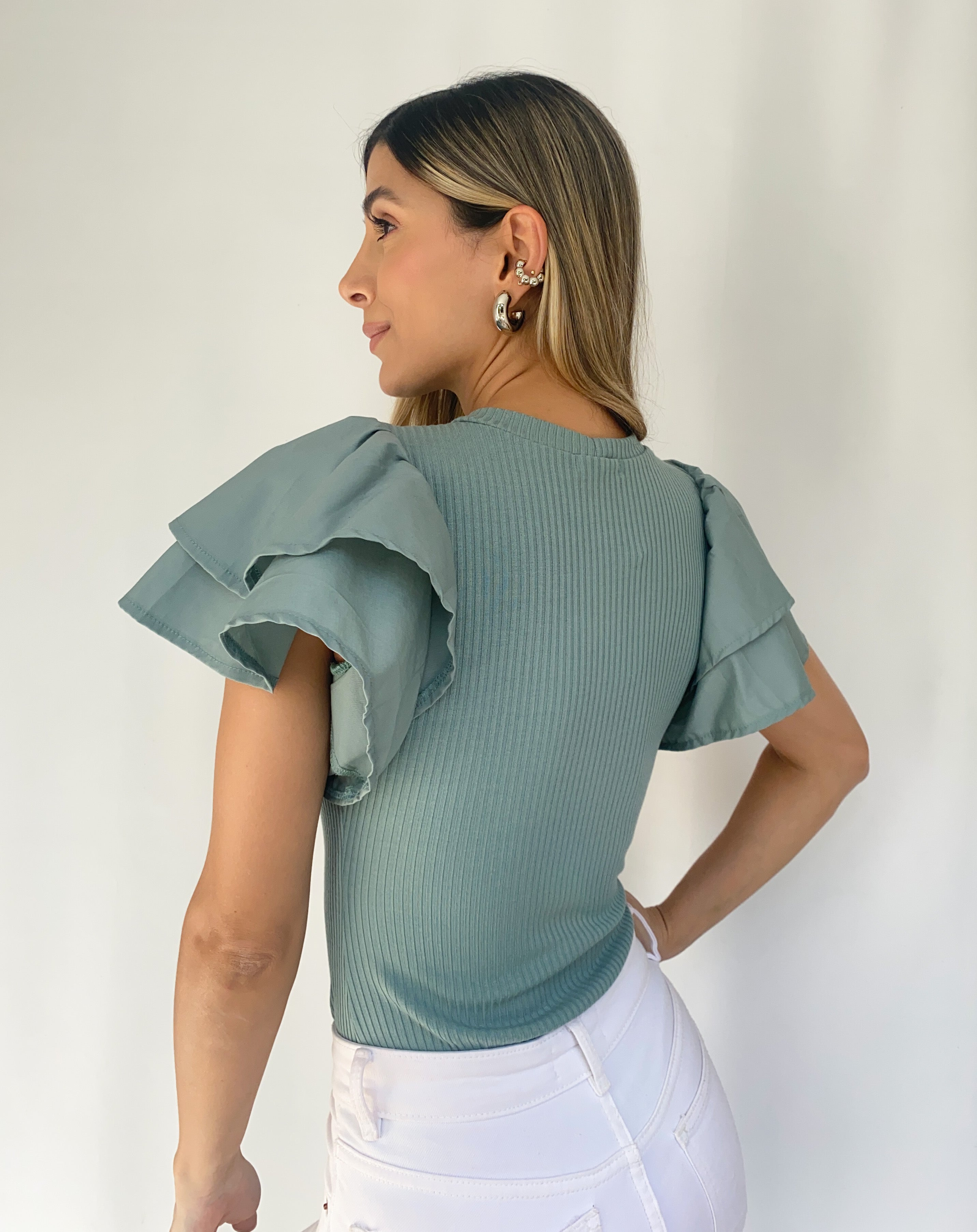 Body Rib Manga Corta Popelina Bolero