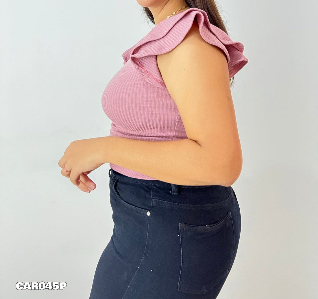 Blusa Rib Manga Corta 2 Boleros Plus