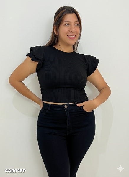 Blusa Rib Manga Corta 2 Boleros Plus