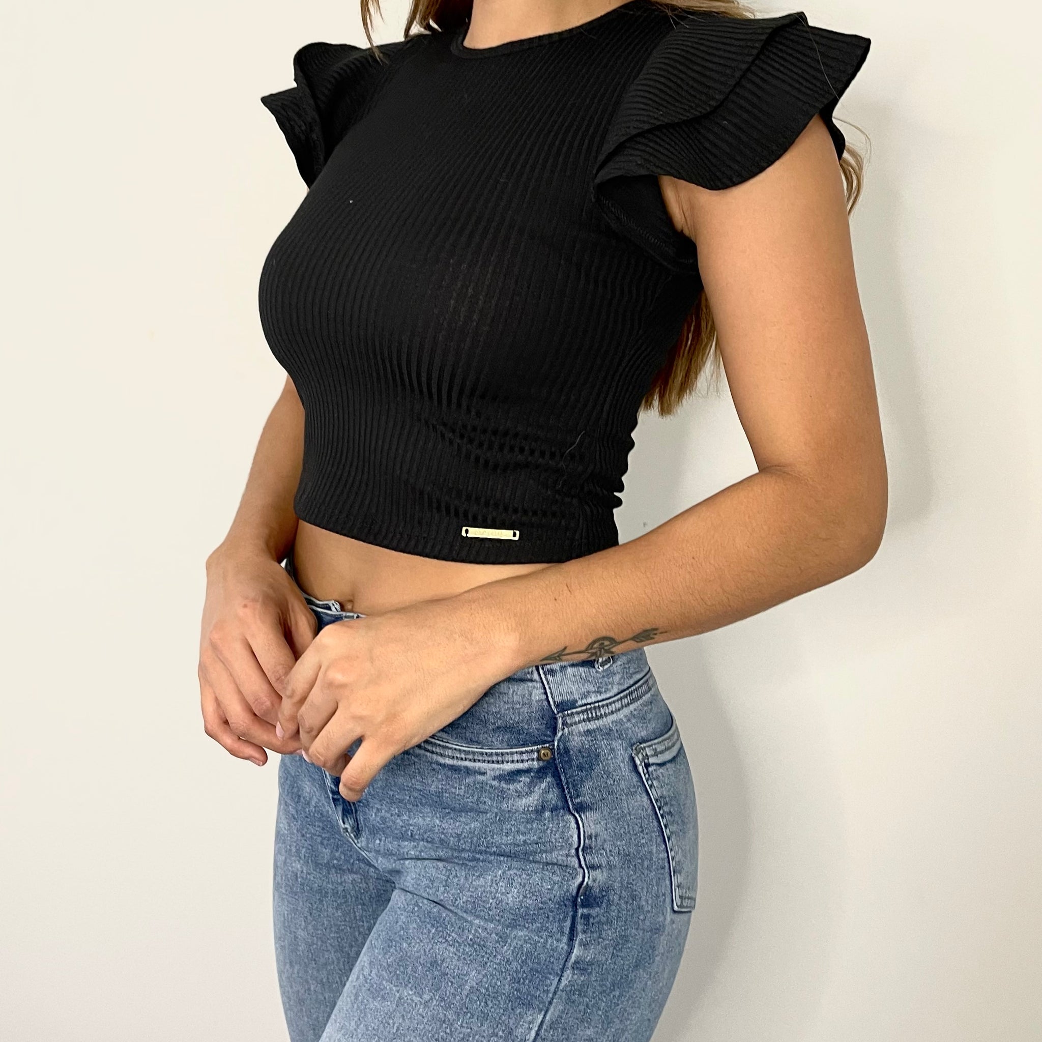 Blusa Rib Manga Corta 2 Boleros