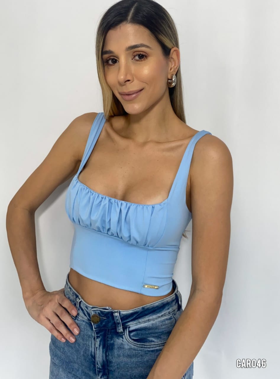 Blusa Corta Tiras Zurcida Pecho