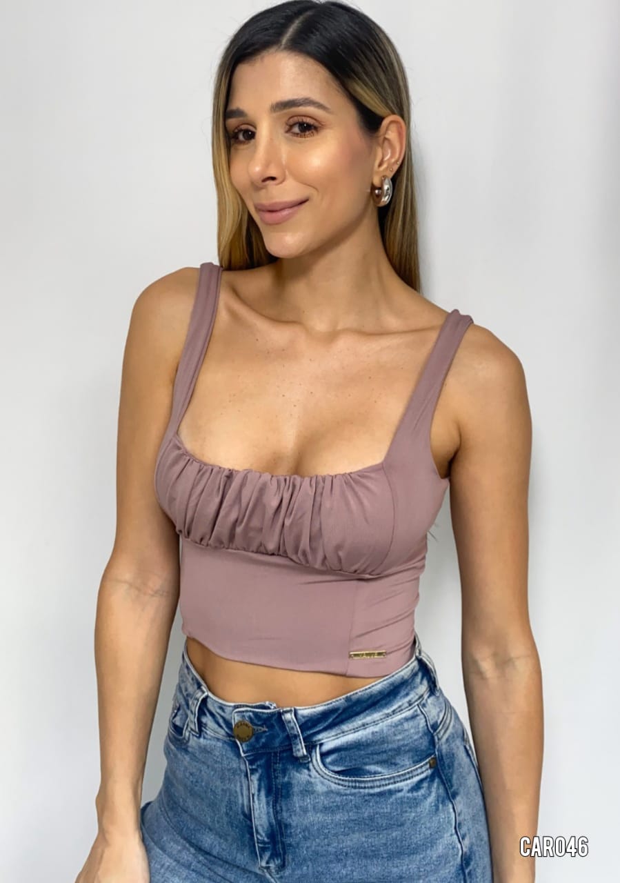 Blusa Corta Tiras Zurcida Pecho
