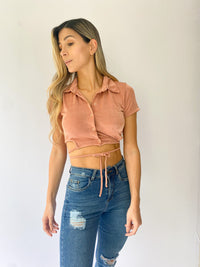 Blusa Botones Manga Corta Amarrar
