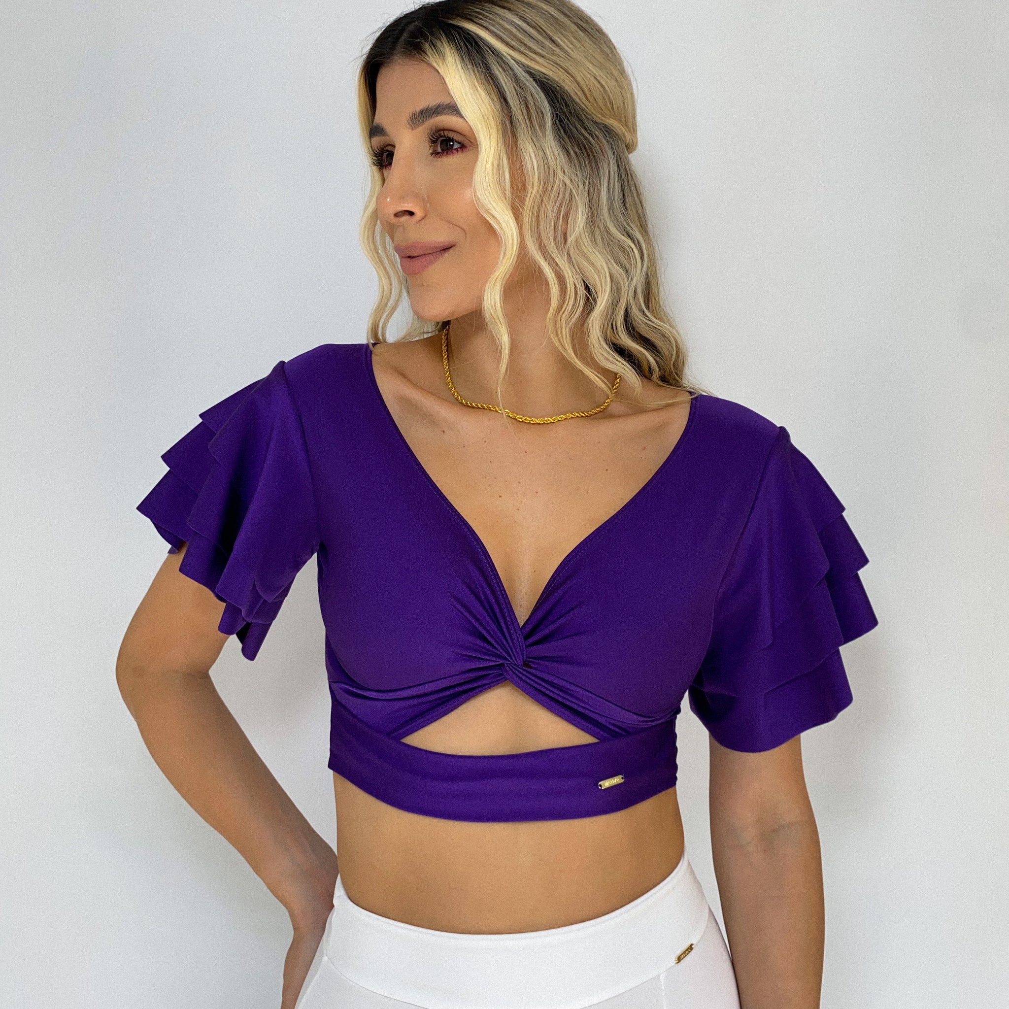 Blusa Manga Bolero Escote Nudo