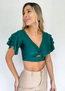 Blusa Manga Bolero Escote Nudo