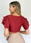 Blusa Manga Bolero Escote Nudo
