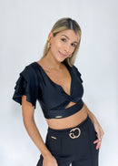 Blusa Manga Bolero Escote Nudo