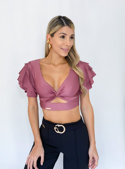 Blusa Manga Bolero Escote Nudo