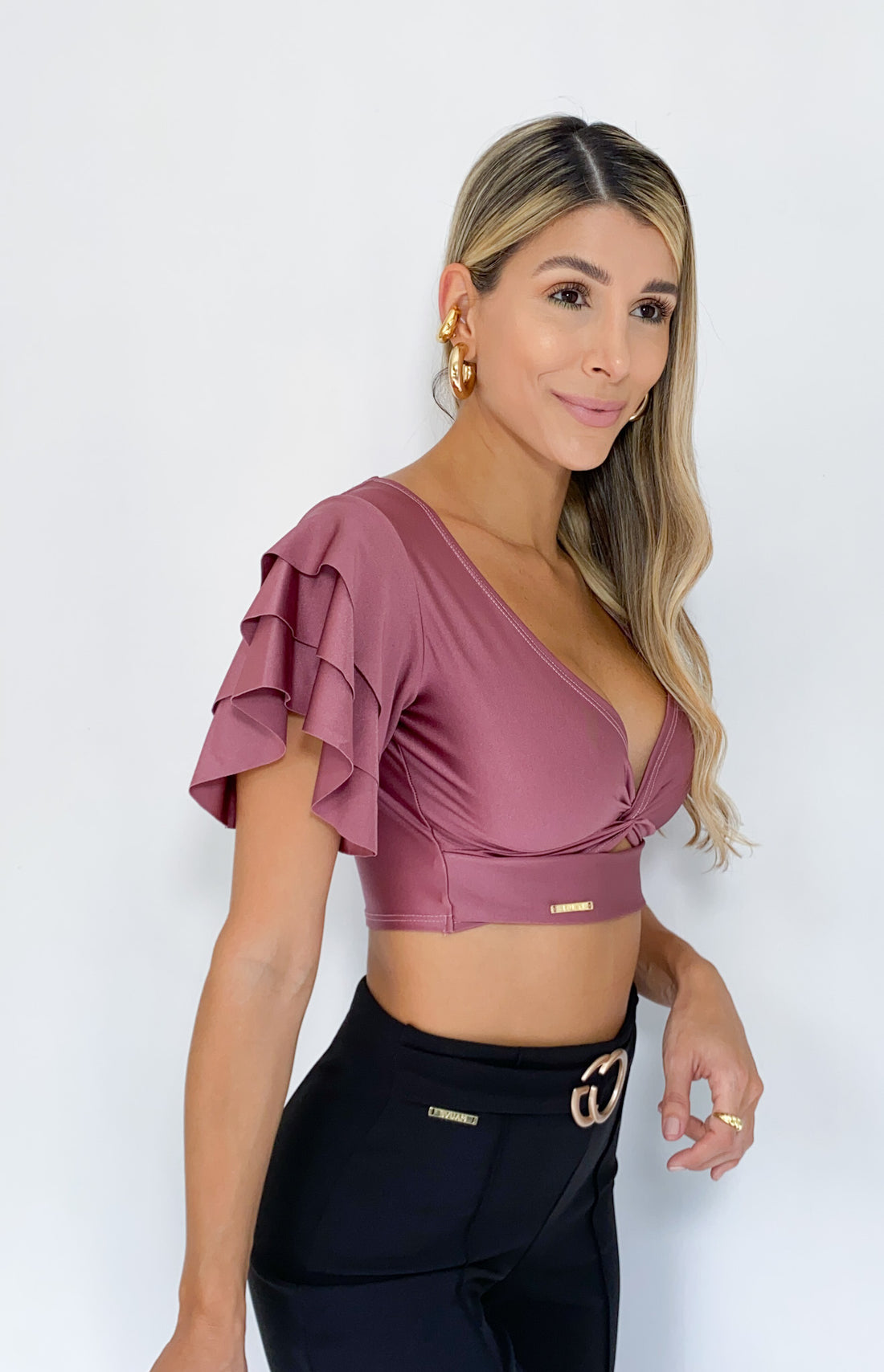 Blusa Manga Bolero Escote Nudo
