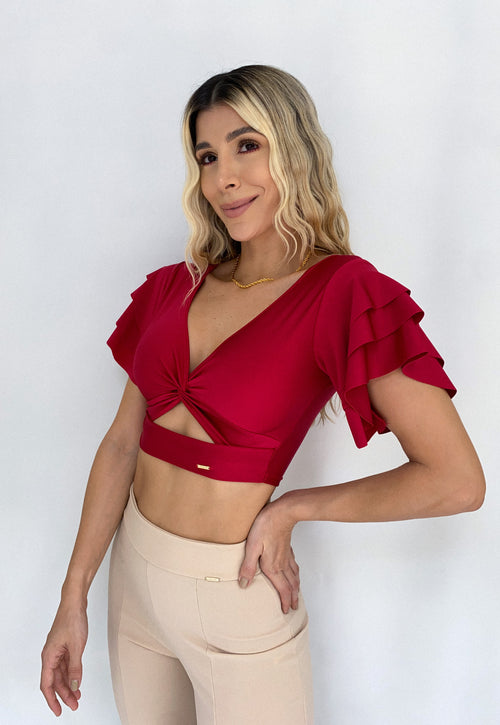 Blusa Manga Bolero Escote Nudo