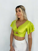 Blusa Manga Bolero Escote Nudo