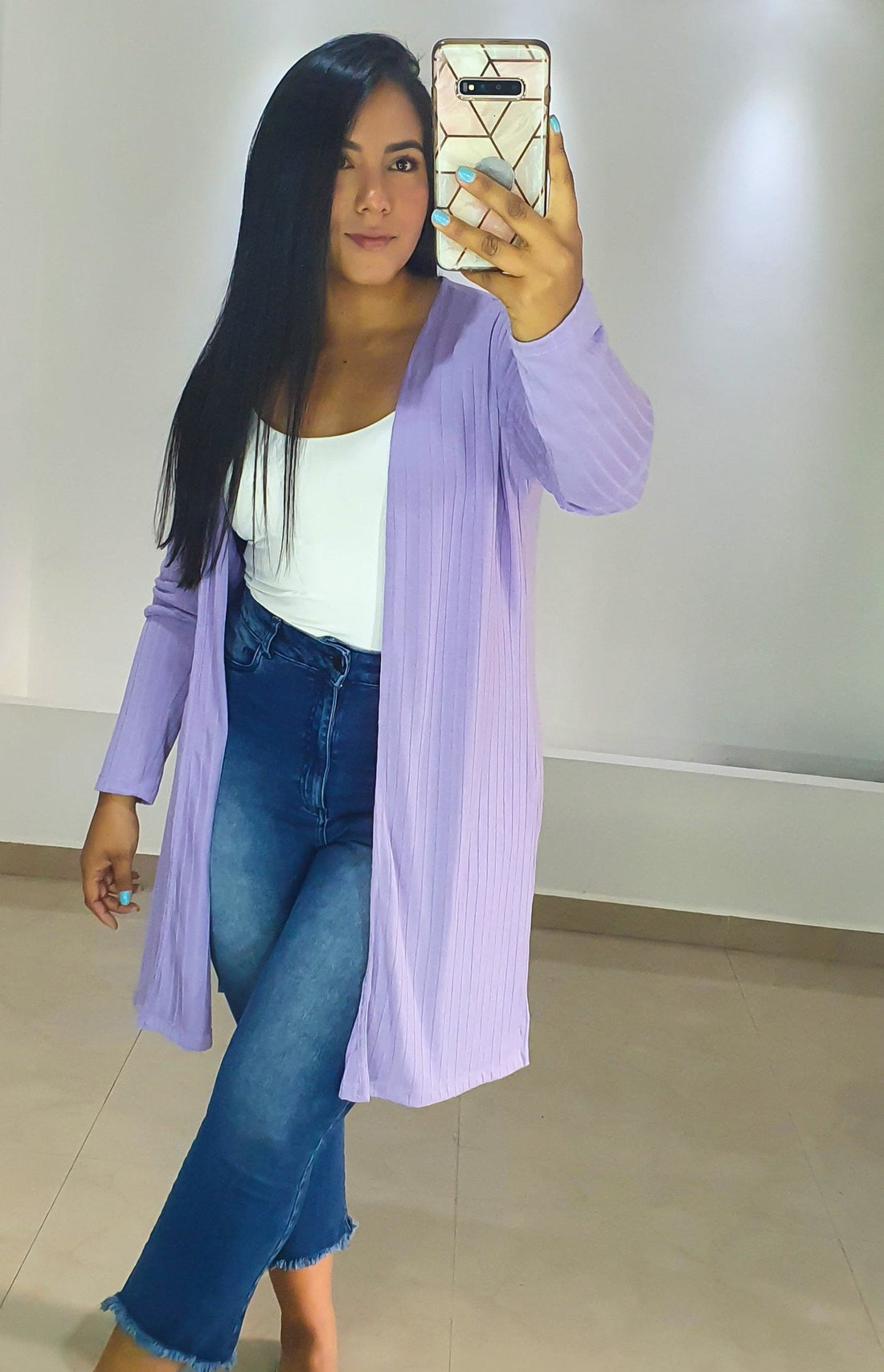Kimono Manga Larga Rib Talla Plus