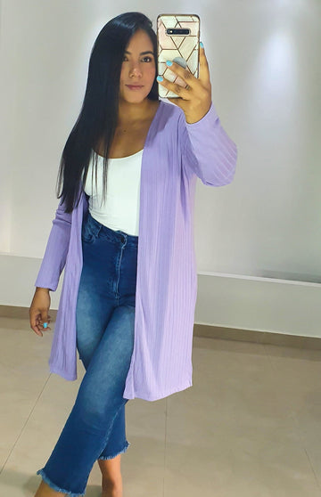 Kimono Manga Larga Rib Talla Plus