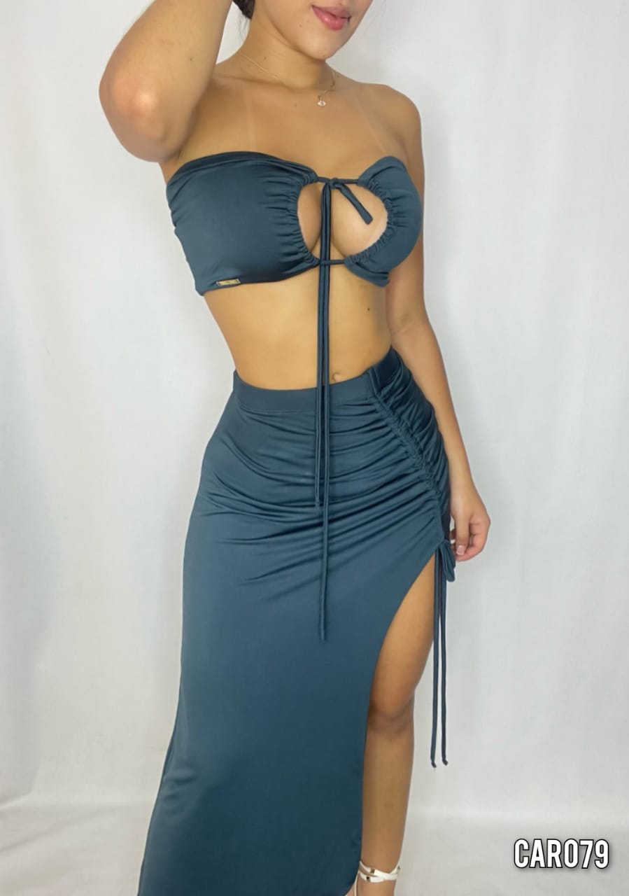 Conjunto Falda Abertura Lateral Y Crop