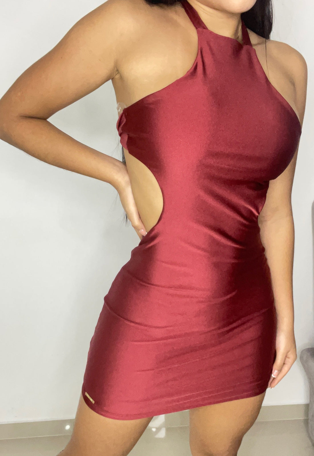 Vestido Manga Sisa Amarrar Cuello