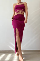 Conjunto Falda Con Abertura Y Crop Top