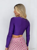 Blusa Corta Manga Larga Escote En V