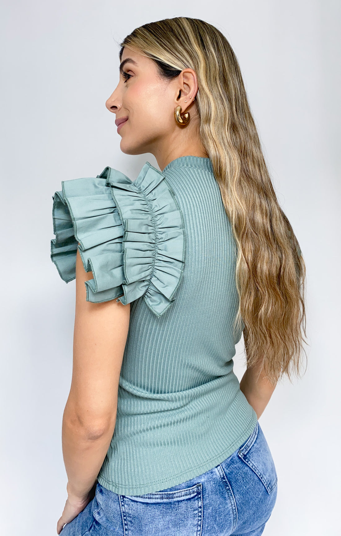 Blusa Rib Manga Bolero