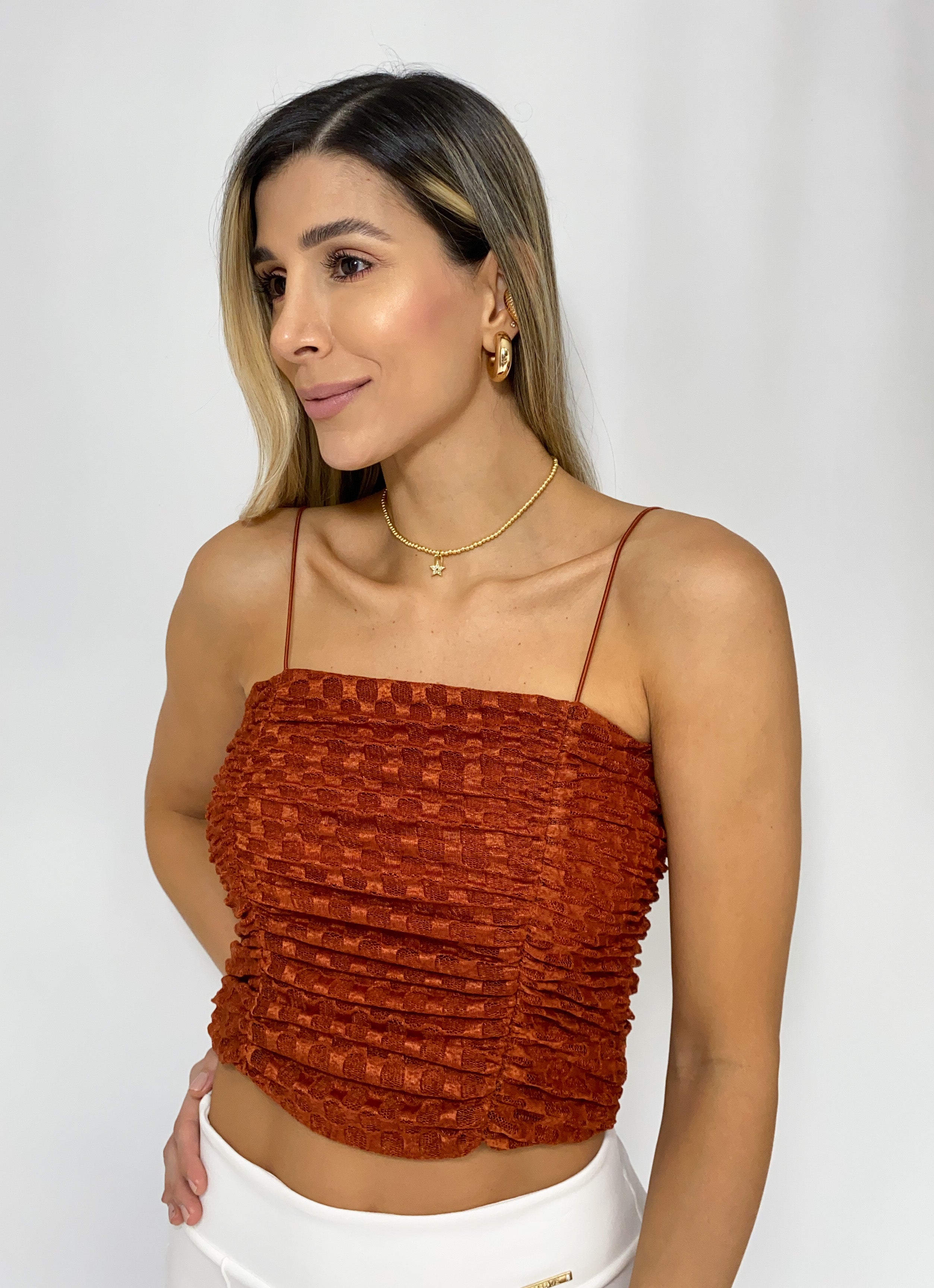 Blusa Runchada Tiras Mayatex