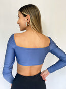 Crop Top Manga Larga Unicolor