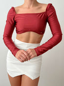 Crop Top Manga Larga Unicolor