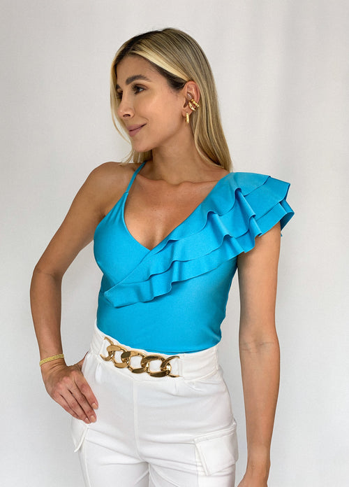 Blusa Manga Asimetrica Unicolor Bolero