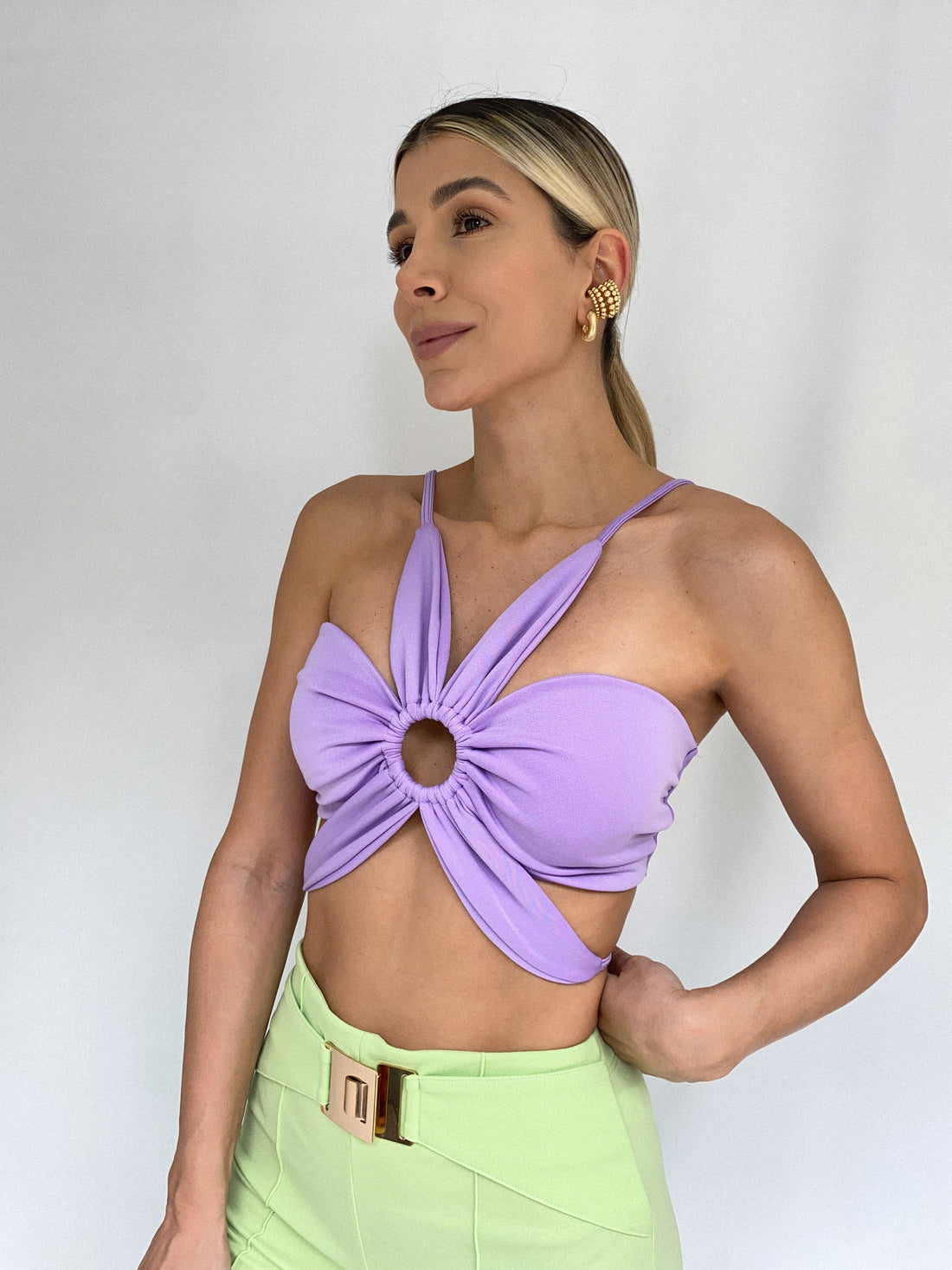 Blusa Crop Top Estilo Flor