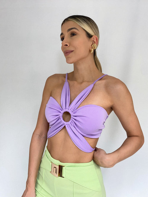 Blusa Crop Top Estilo Flor
