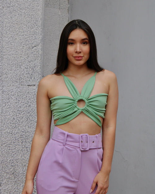 Blusa Crop Top Estilo Flor