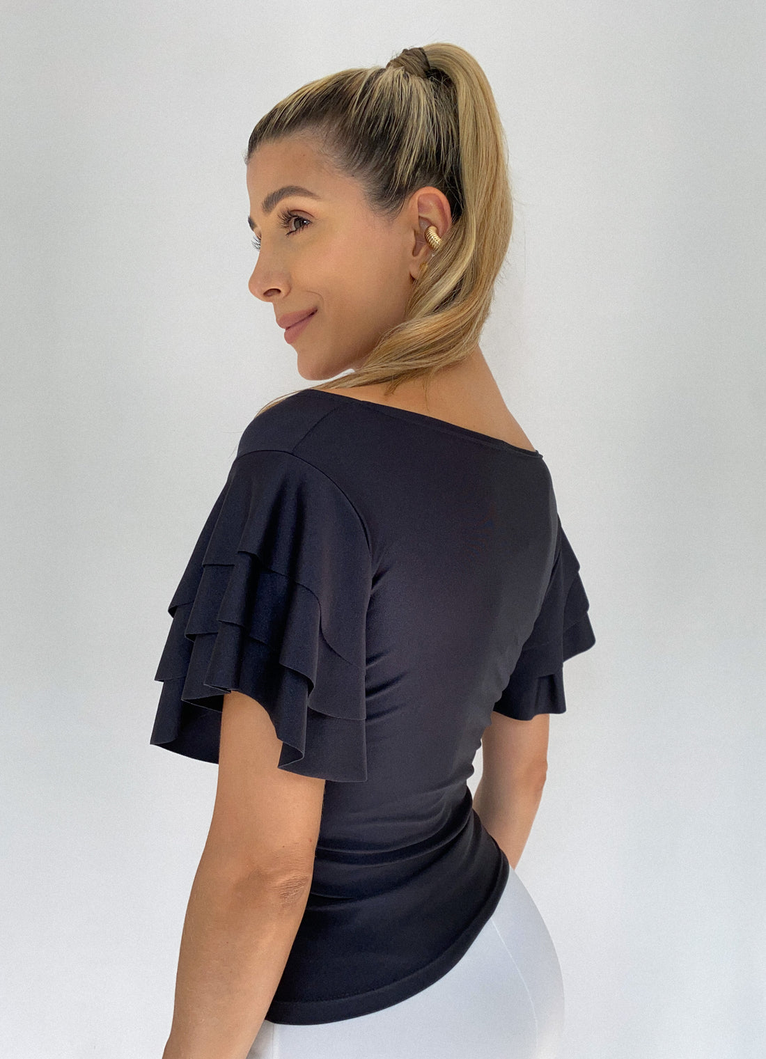 Blusa Manga Corta Boleros Nudo Centro