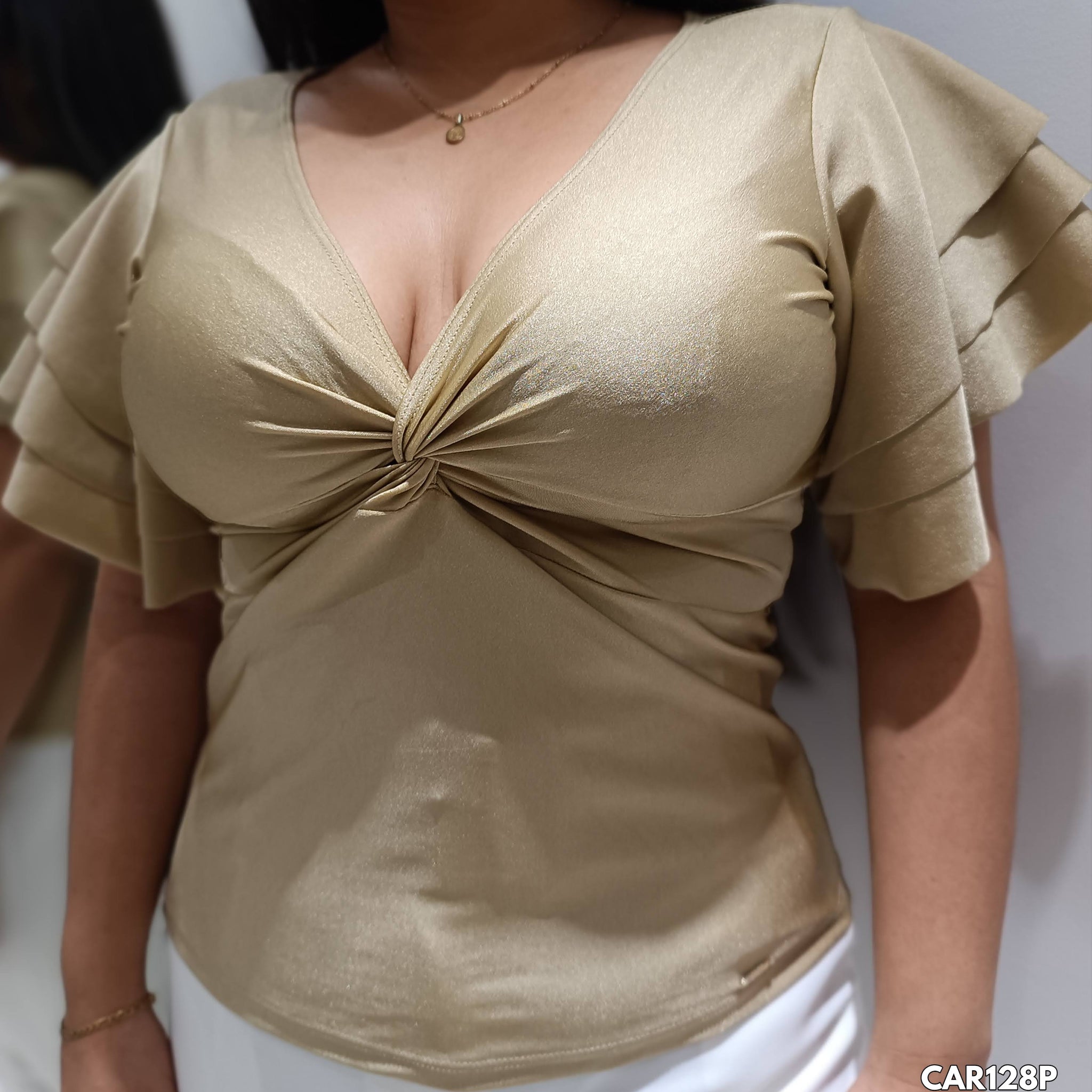 Blusa Manga Corta Boleros Nudo Centro