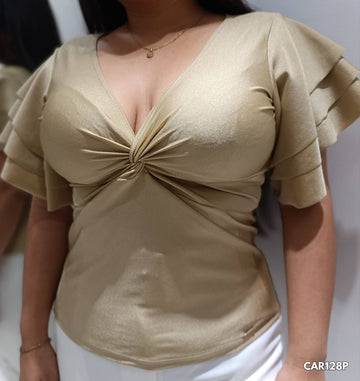 Blusa Manga Corta Boleros Nudo Centro
