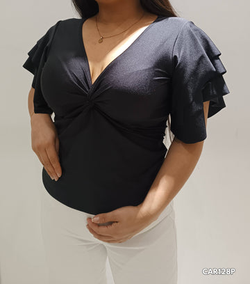 Blusa Manga Corta Boleros Nudo Centro