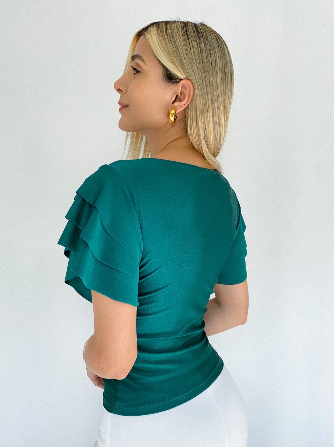 Blusa Manga Corta Boleros Nudo Centro