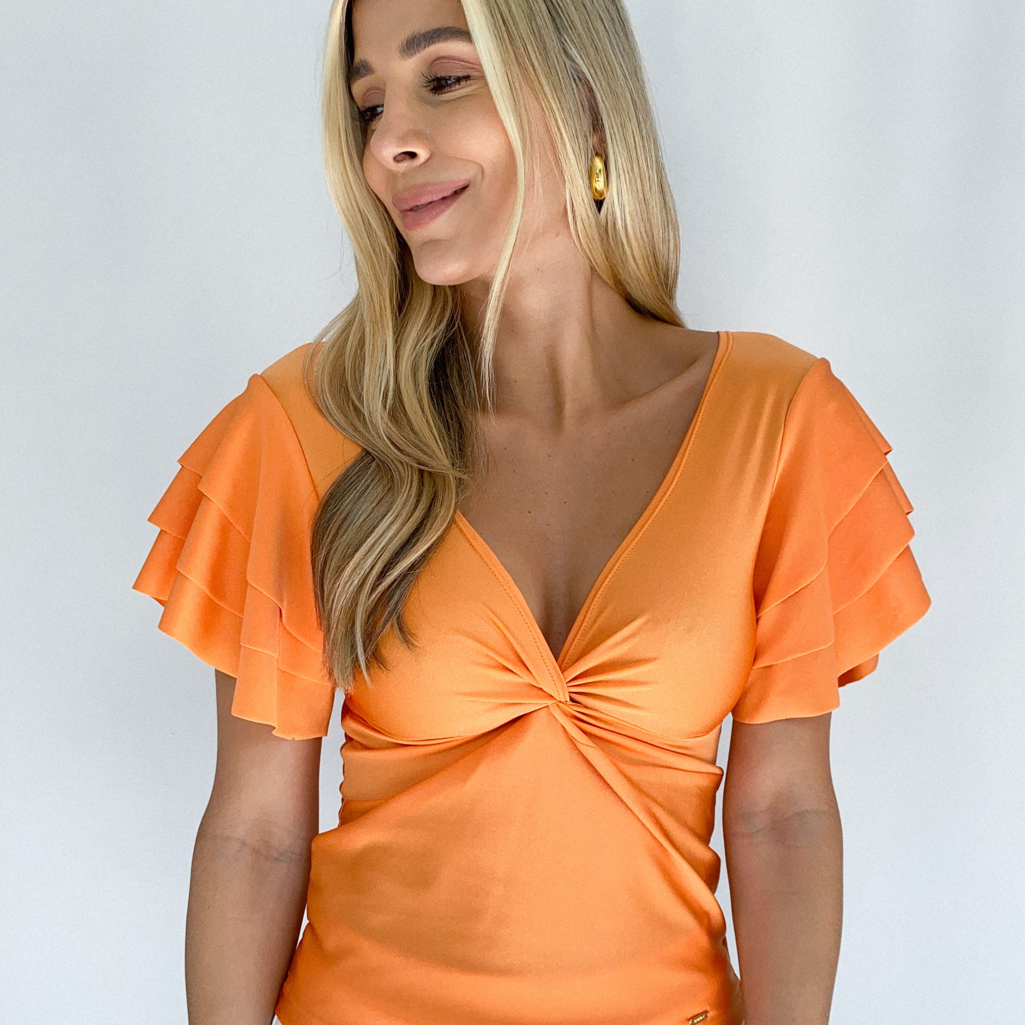 Blusa Manga Corta Boleros Nudo Centro