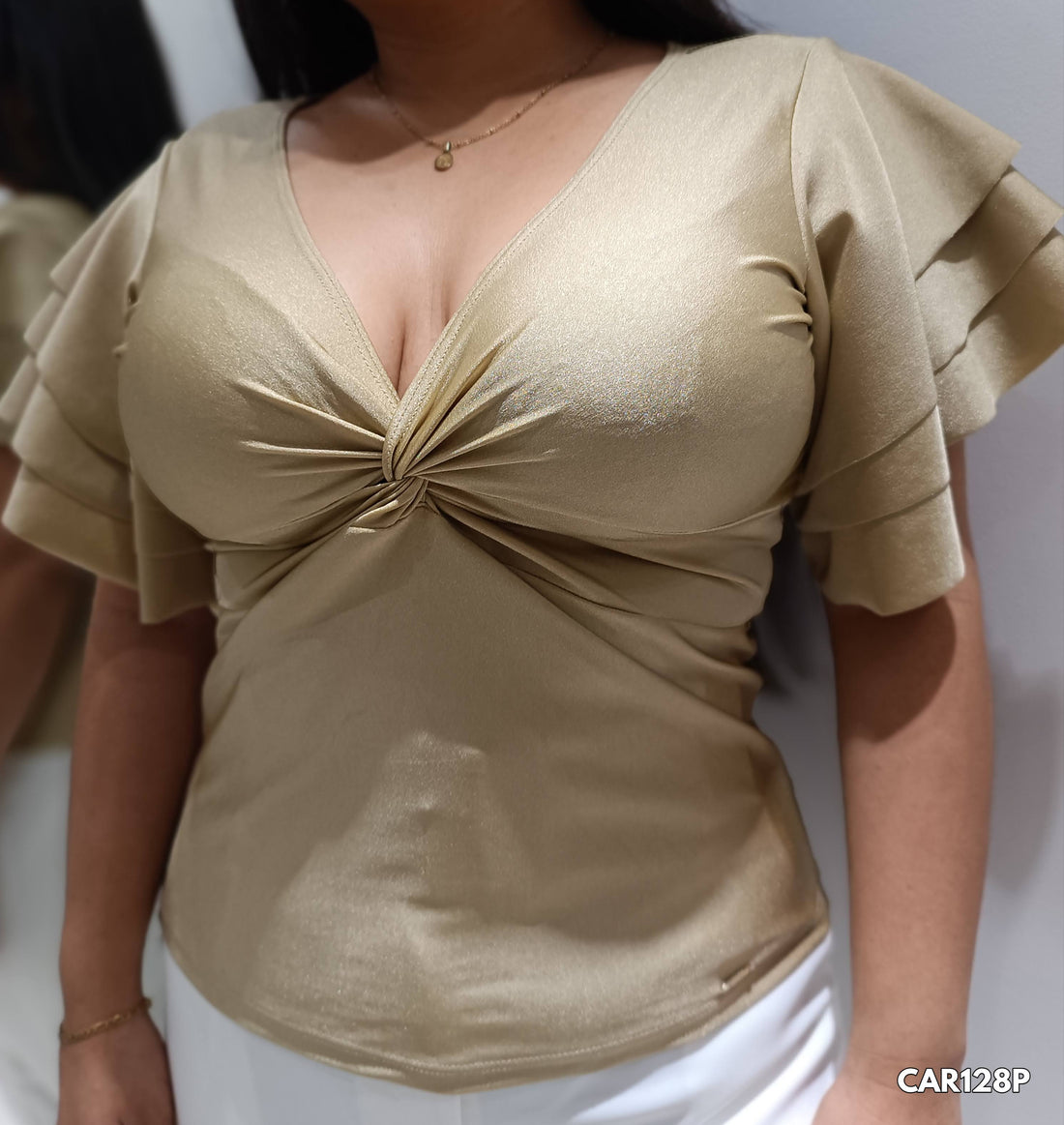 Blusa manga corta bolero nudo centro