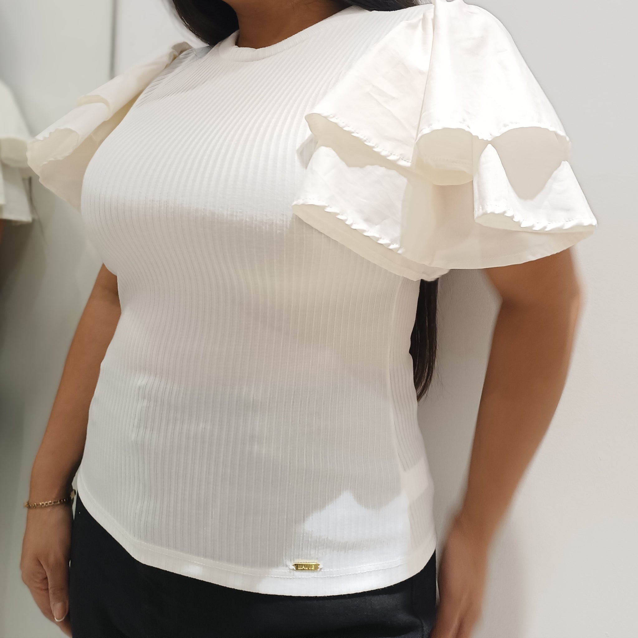 Blusa Rib Manga 2 Boleros Popelina