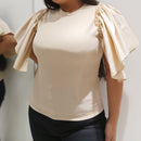 Blusa Rib Manga Bolero Popelina Plus