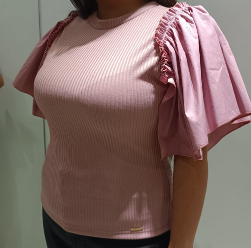 Blusa Rib Manga Bolero Popelina Plus